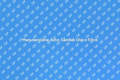 Cambiare Olio e Filtro Auto Facile