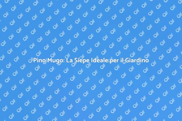 Siepe di Pino Mugo: Un Must per il Giardino