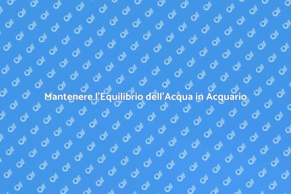 Come Mantenere l'Equilibrio dell'Acqua