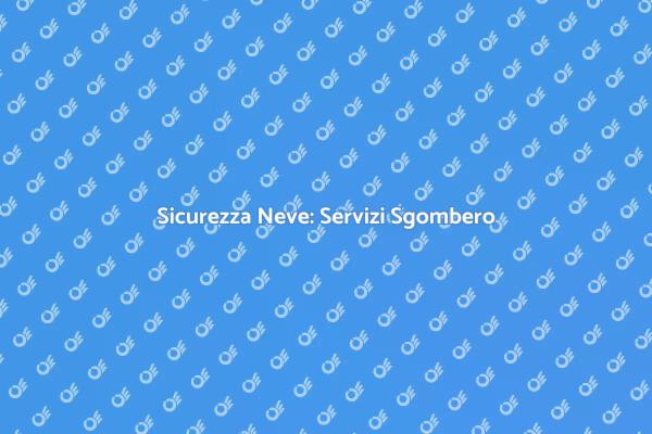 Sgombero Neve: Sicurezza Invernale