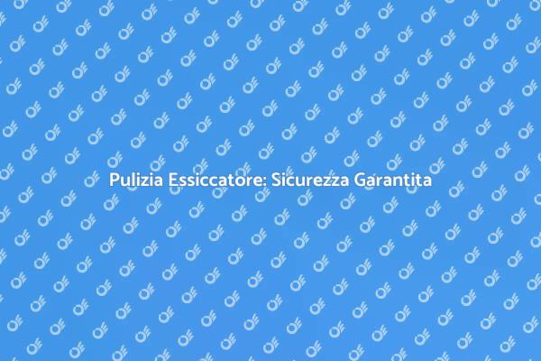 Essiccatore: Importanza della Pulizia
