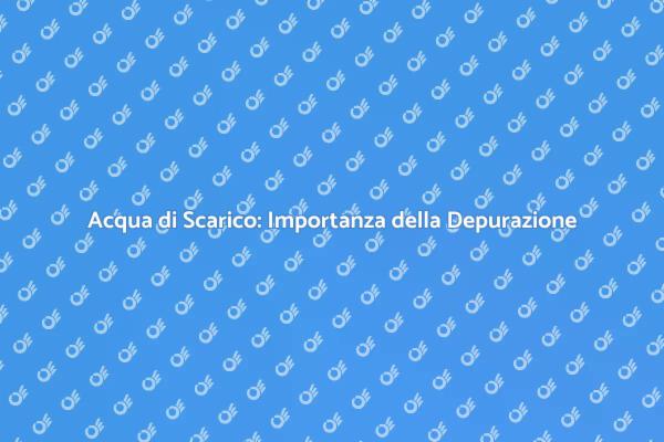 Depurazione Acqua di Scarico: Un Necessario Passo