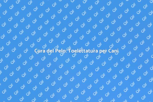 Toelettatura: Salute e Bellezza per Cani