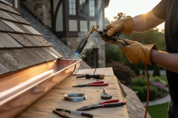 Installare di grondaie in materiali resistenti