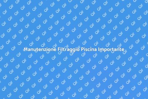 Riparazione Filtraggio Piscina Essenziale