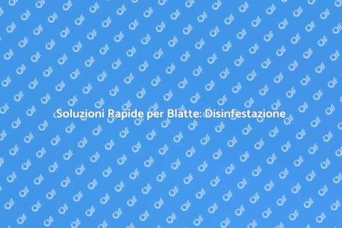 Disinfestazione Blatte Efficace e Veloce