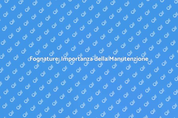 Fognature: Un Servizio Indispensabile