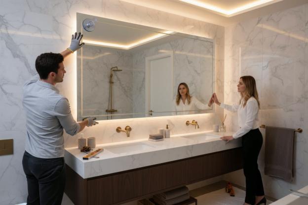 Installare uno specchio per il bagno