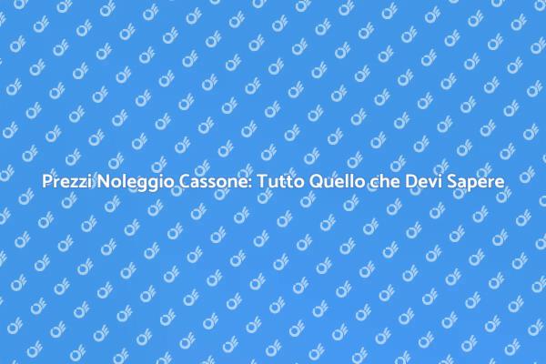 Noleggio Cassone: Costi e Vantaggi