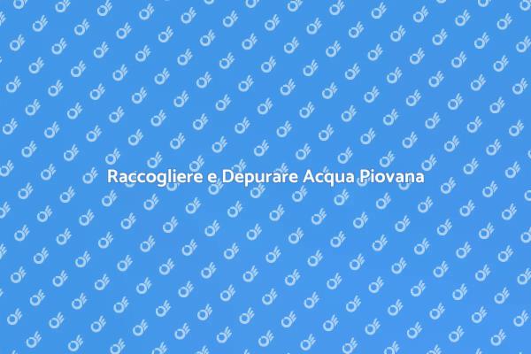 Sostenibilità: Depurazione Acqua Piovana