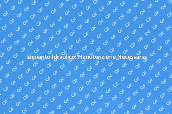 Manutenzione Idraulica: Essenziale per Te