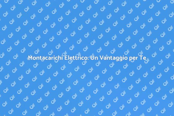 Montacarichi Elettrico: Comfort e Sicurezza