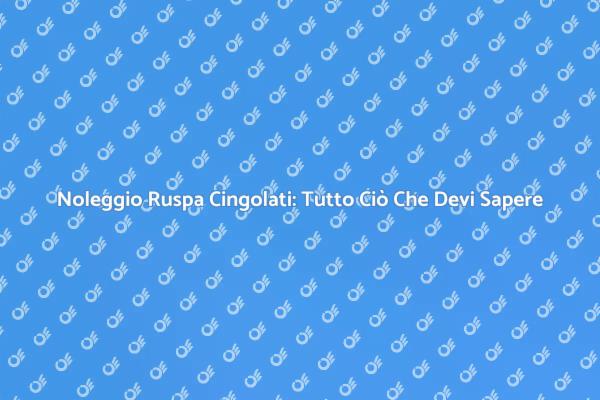 Noleggio Ruspa Cingolati: Ecco Come Fare