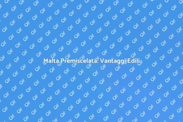 Malta Premiscelata: Innovazione Edilizia