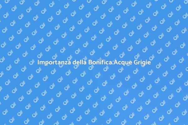Necessità della Bonifica Acque Grigie
