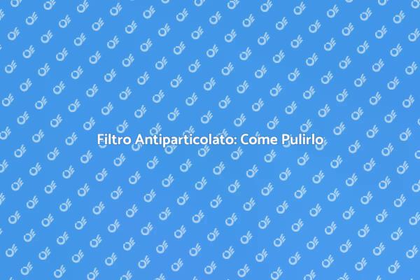 Manutenzione Filtro Antiparticolato Auto