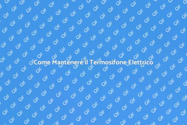 Termosifone Elettrico: Guida alla Manutenzione