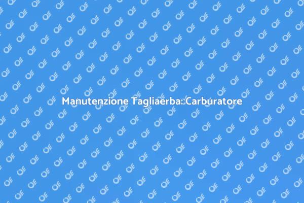 Manutenzione Carburatore Tagliaerba