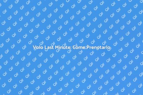 Prenotare Volo Last Minute: Guida Pratica
