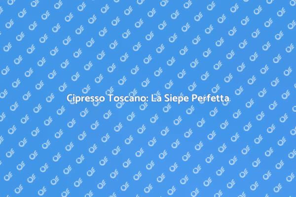 Cipresso Toscano: Eleganza per il Giardino