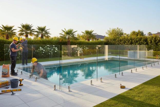 Installare di recinzione per piscina