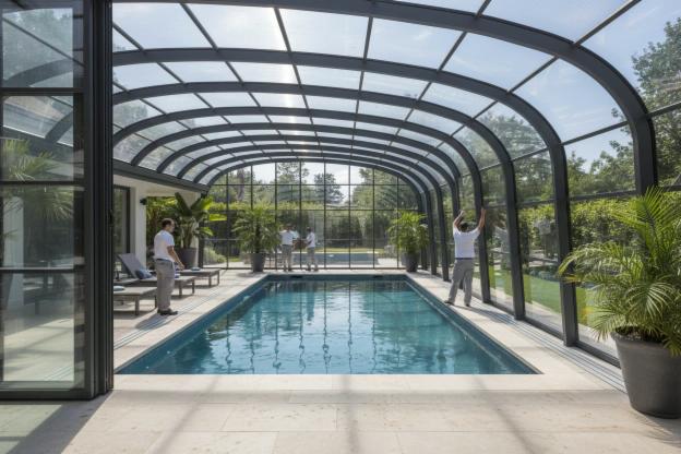 Installare copertura per piscina