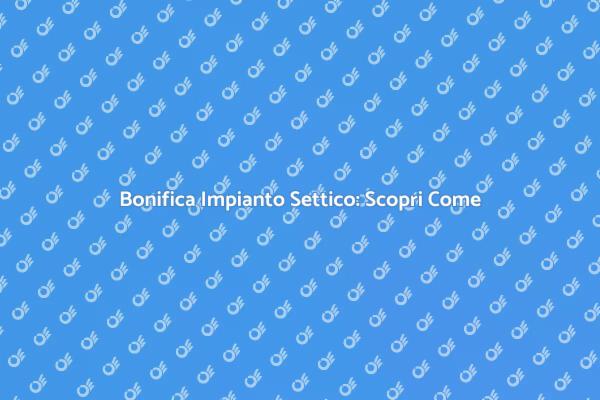 Bonifica Sistema Settico: Scopri di Più