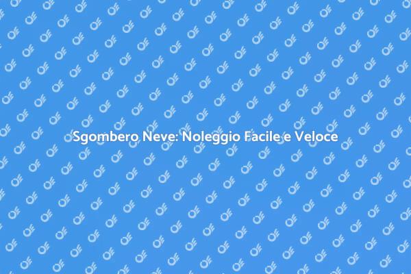 Noleggio Sgombero Neve: La Soluzione Ideale