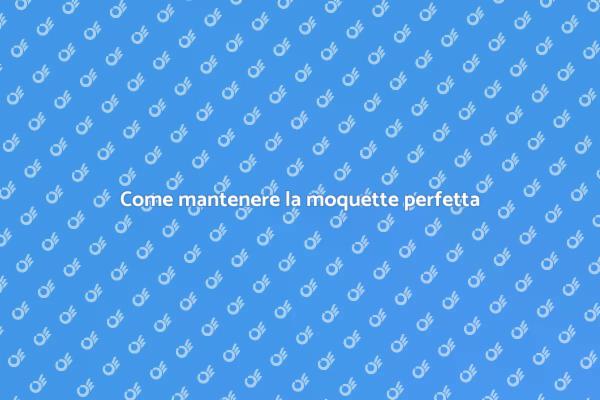 Manutenzione ottimale della moquette