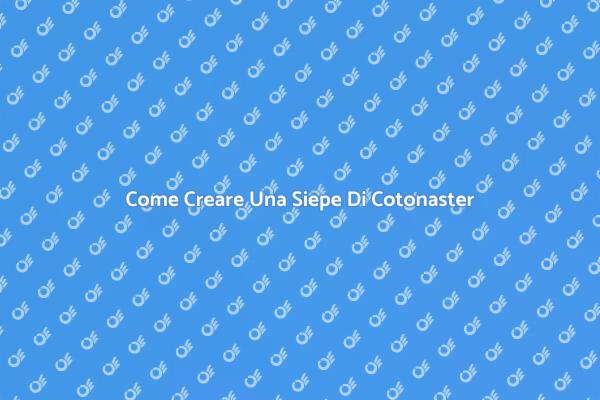 Siepe Di Cotonaster: Progettazione Facile
