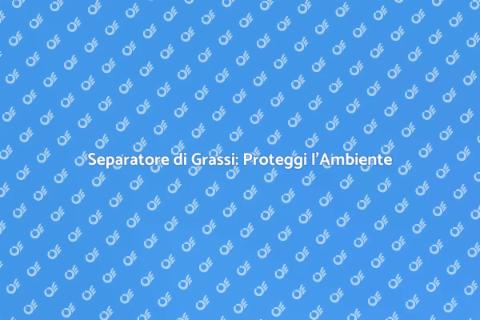 Separatore di Grassi: Essenziale per Te