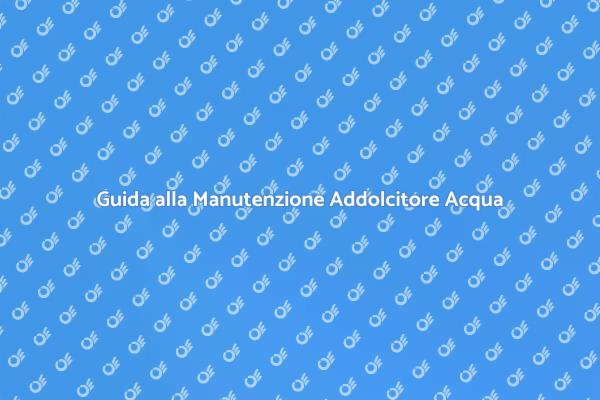Manutenzione Ottimale Addolcitore Acqua