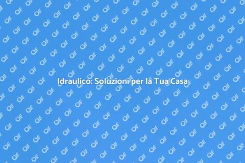 Servizio Idraulico: Problemi Risolti