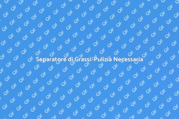 Pulizia Separatore di Grassi: Scopri di Più