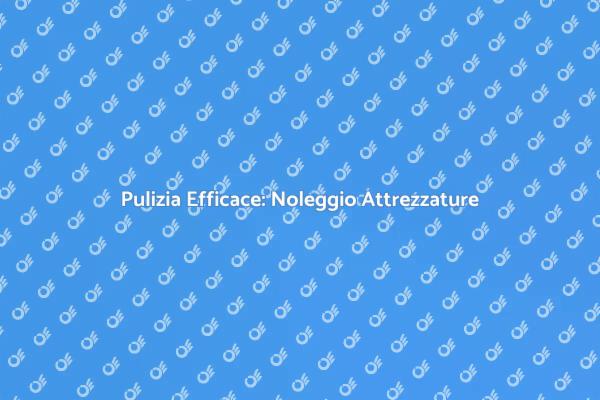 Noleggio Attrezzature per Pulizia Efficace