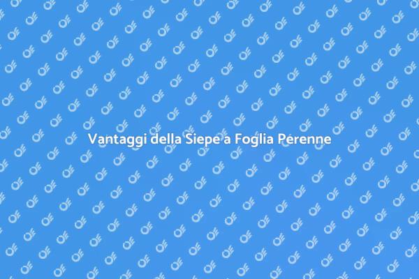 Siepe a Foglia Perenne: Scopri i Vantaggi