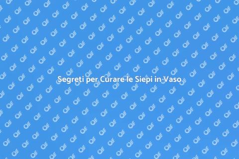 Cura delle Siepi in Vaso: Guida Pratica