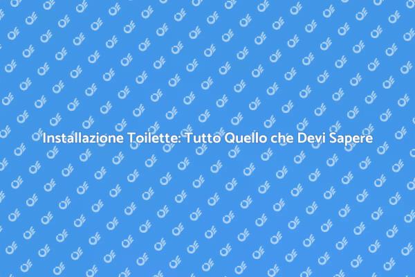 Come Installare una Toilette con Successo