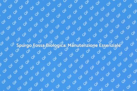 Manutenzione Impianto Spurgo Fossa