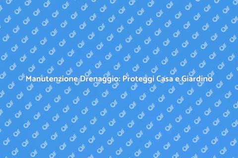 Manutenzione Drenaggio: Perché è Fondamentale