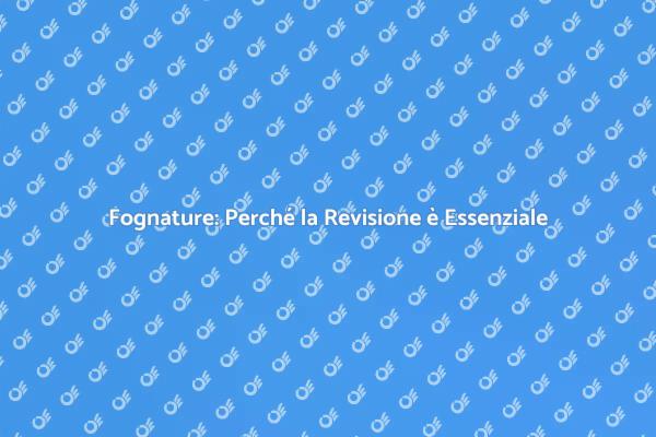 La Crucialità della Revisione Fognature