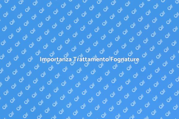 Fognature: Un Trattamento Necessario