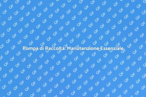 Manutenzione Preventiva Pompa di Raccolta