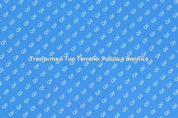 Bonifica e Pulizia: Spazi Sicuri e Sani