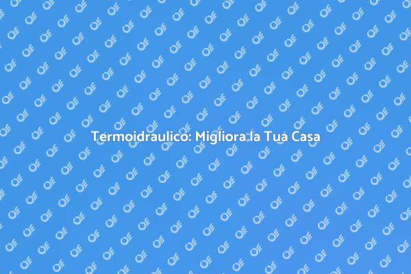 Termoidraulico: Esperto per il Comfort