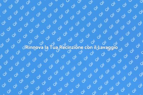 Lavare a Pressione la Tua Recinzione