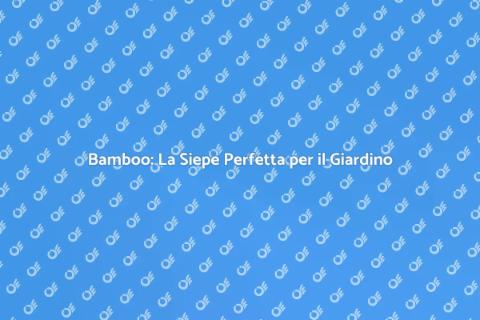 Siepe di Bamboo: Verde che Arreda