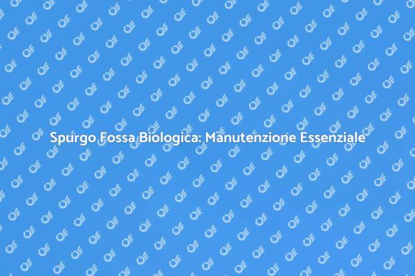 Manutenzione Fossa Biologica Necessaria