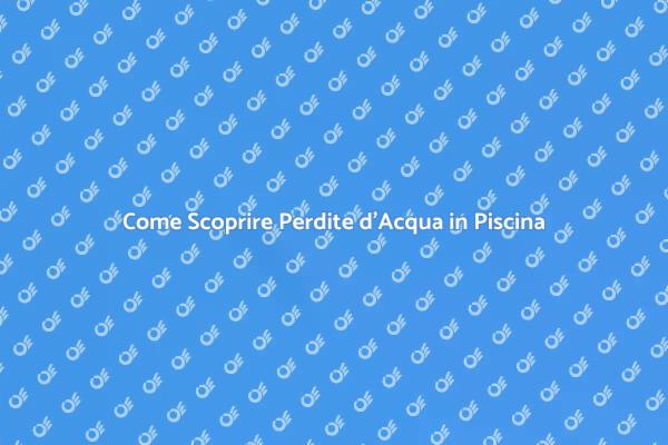 Scopri le Perdite d'Acqua in Piscina