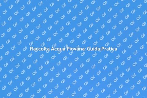 Pompa di Raccolta Acqua Piovana
